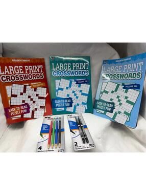 Large print cross word activity bundle for seniors